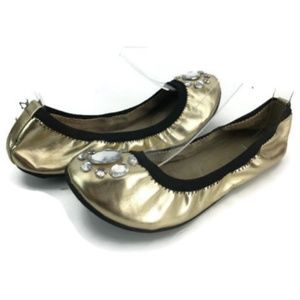 Footzy Folds Women's Gold Ballerina Flats Size 7 M